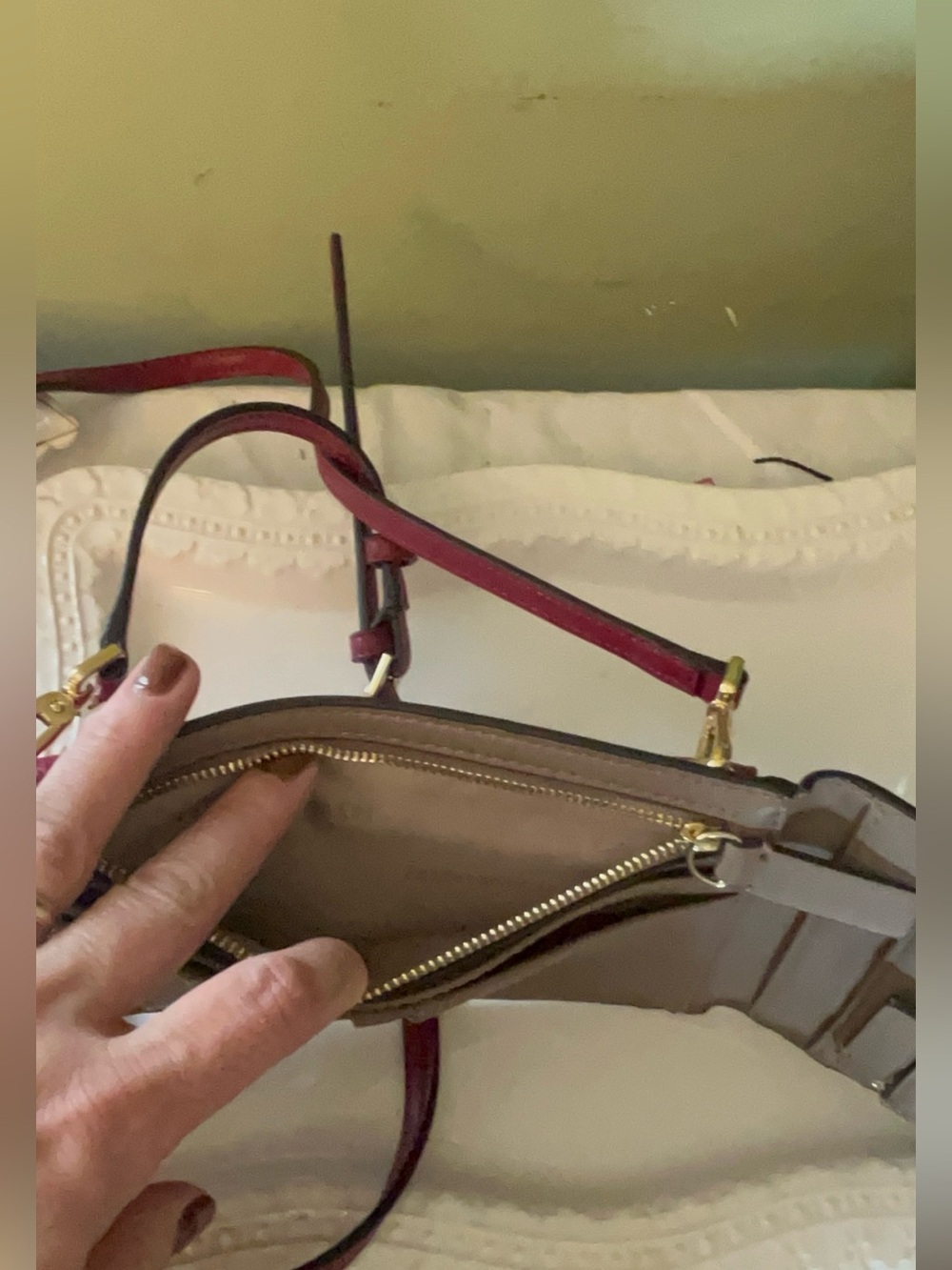 Calvin Klein Red Pebble Leather Phone Crossbody Bag - Picture 5 of 6
